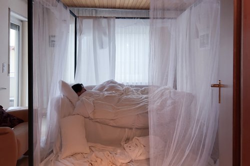 A bed in an adjoining room.